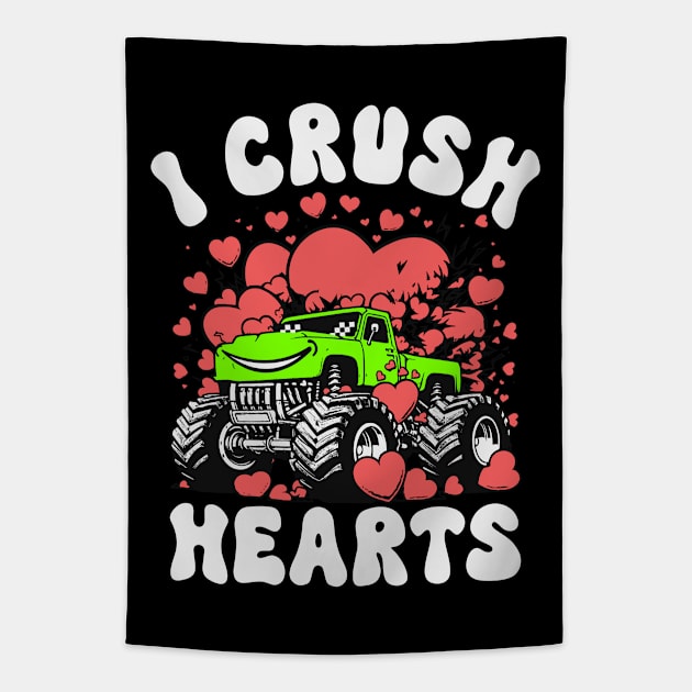 I Crush Hearts Monster Truck Tapestry by Etopix