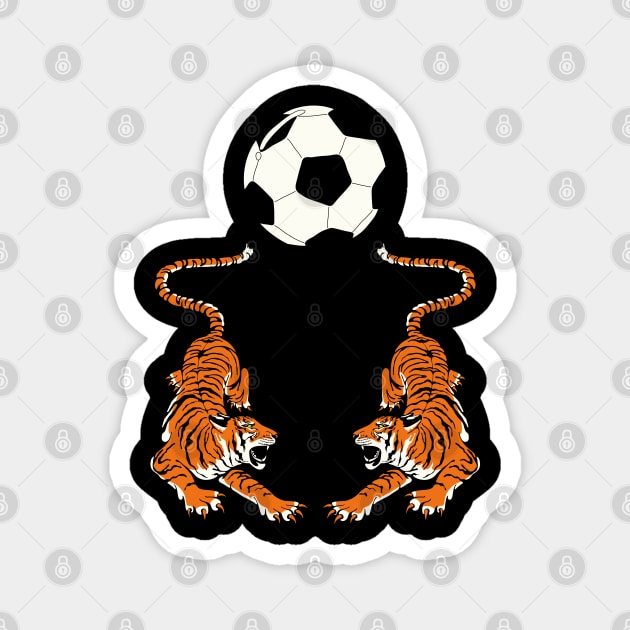 Tiger Football Soccer Ball Sports Team Jersey - Black Version Magnet by Millusti