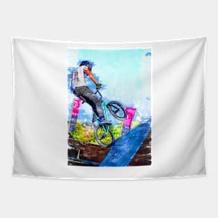 Rad BMX Shot Silhouette. For BMX lovers. Tapestry