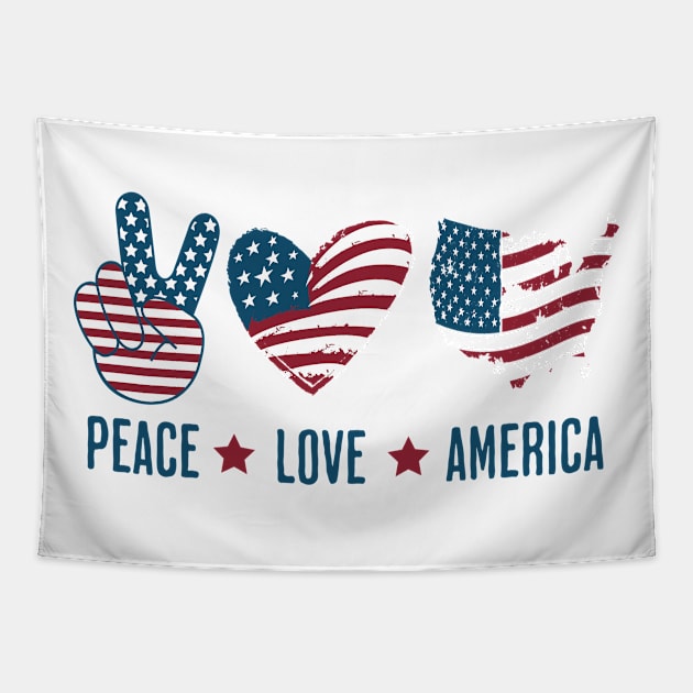 Peace Love America Tapestry by Odetee