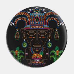 MUISCA CHIBCHA COLOMBIA FRUIT INDIAN MASK - linework Pin