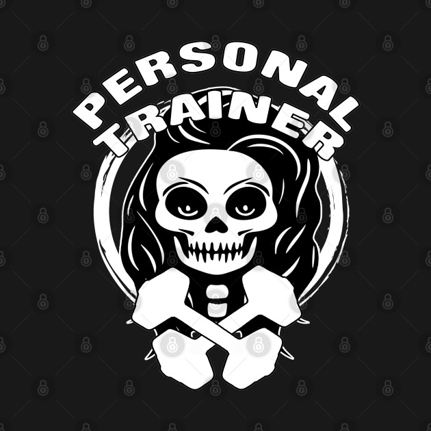 Personal Trainer Skull and Weights White Logo by Nuletto