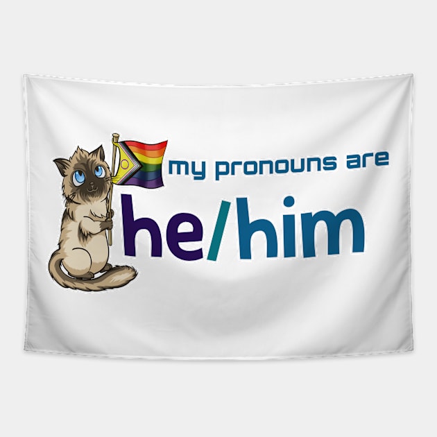 My Pronouns with Chocolate (He/Him) Tapestry by Crossed Wires