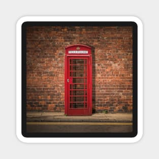 British Phone Box Against Red Brick Wall Magnet