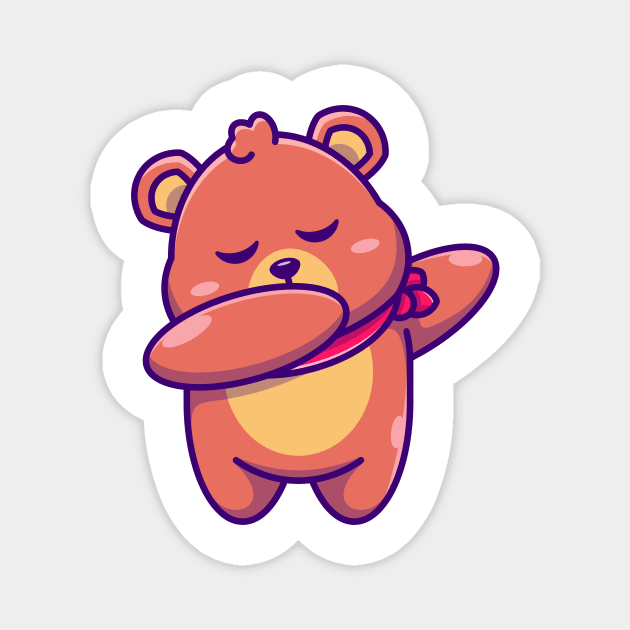 Cute baby bear dabbing cartoon Magnet by Wawadzgnstuff