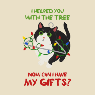 Cute Cat Helping With The Christmas Tree T-Shirt