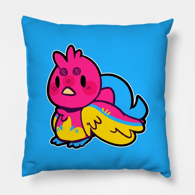 pride birb- Pansexual Variant Pillow by Brewing_Personalitea