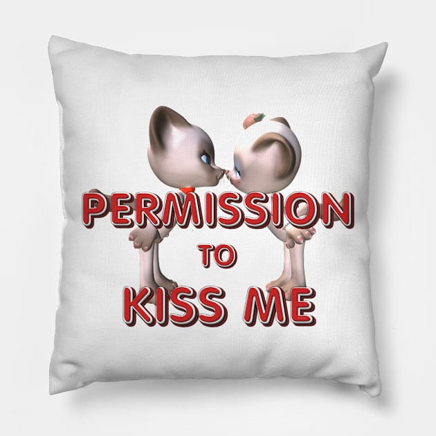 Permission to Kiss Me Pillow by teepossible