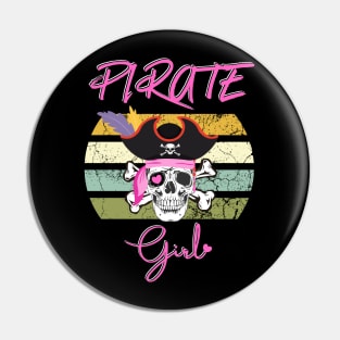 Cute Pirate Girl Skull Girl Halloween Costume Pirate Crew Pin