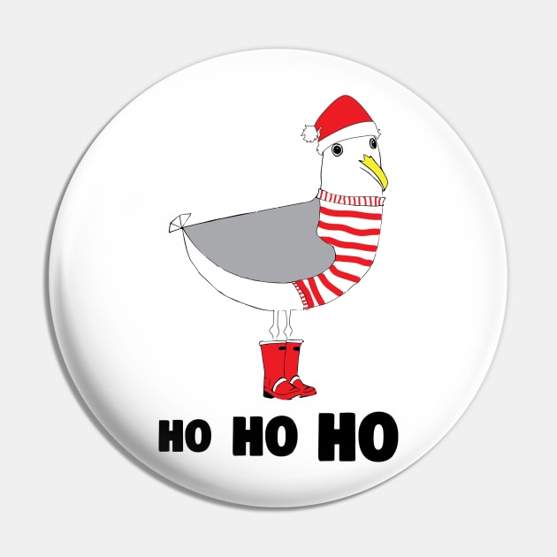 Cute christmas Seagull - ho ho ho - stripy jumper and rubber wellies with santa's hat Pin by ayelandco