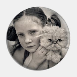 A Girl and her Cat Pin