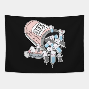 chill pills cute pills cartoon Tapestry