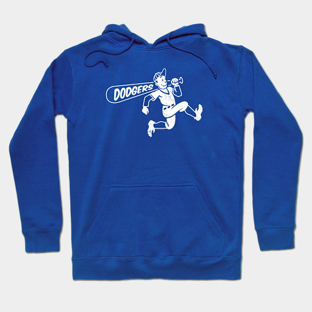 deadmansupplyco Vintage Running Baseball Player - Los Angeles Dodgers (White Los Angeles Wordmark) Long Sleeve T-Shirt