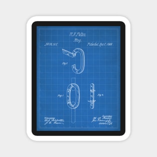 Carabiner Ring Patent - Rock Climber Mountain Climbing Art - Blueprint Magnet