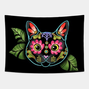 Black Cat - Day of the Dead Sugar Skull Kitty Tapestry