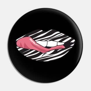 Vintage Lips Retro Style Tongue Zebra Pattern Popart Gift Pin