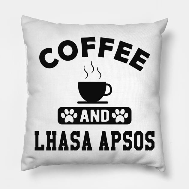 Lhasa Apso Dog - Coffee and Lhasa Apsos Pillow by KC Happy Shop