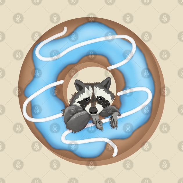 Cute raccoon and Yummy donut by KateQR