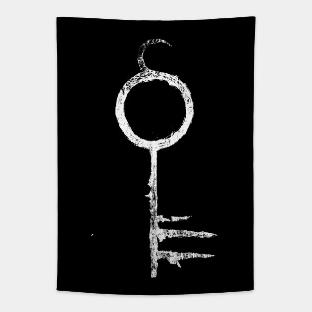 The Infernal Key (white) Tapestry by geekingink