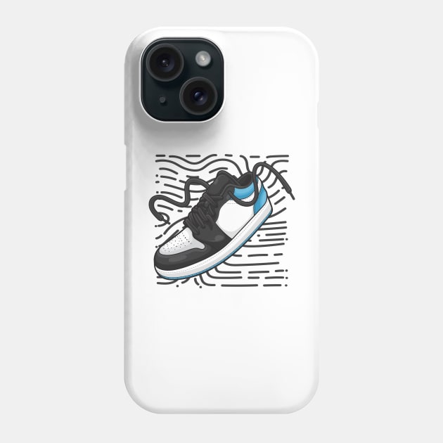 AJ 1 Black Dark Powder Blue Sneaker Phone Case by milatees