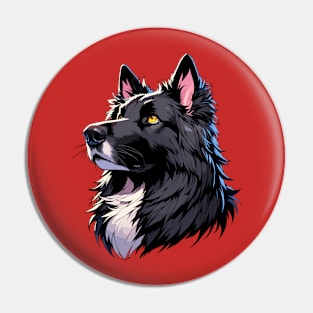 Stunning and Cool Belgian Tervuren Monochrome and Gold Portrait for Father's Day Pin