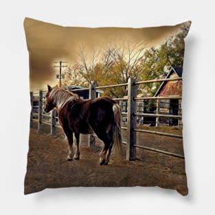 Small Horse and Barns 1B Pillow