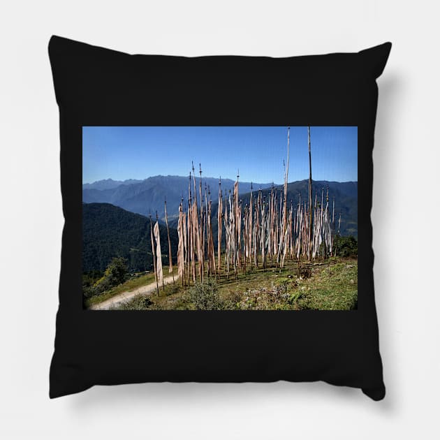 On the Road in Bhutan Pillow by Carole-Anne