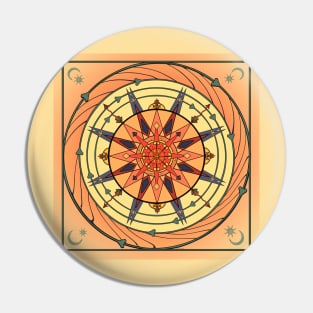 Radiant Sun Vintage Art Mandala Pin