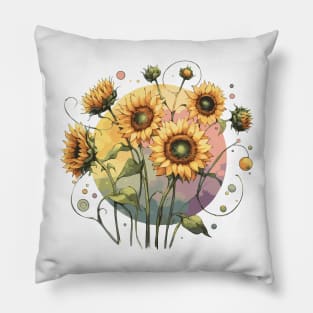 Sunflowers Watercolor Pillow