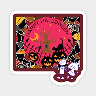 Hko and Trobot in Halloween by Hidemi Woods Magnet