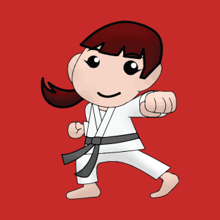 Karate Girl Punch Kawaii Cute Female Cartoon Character T-Shirt