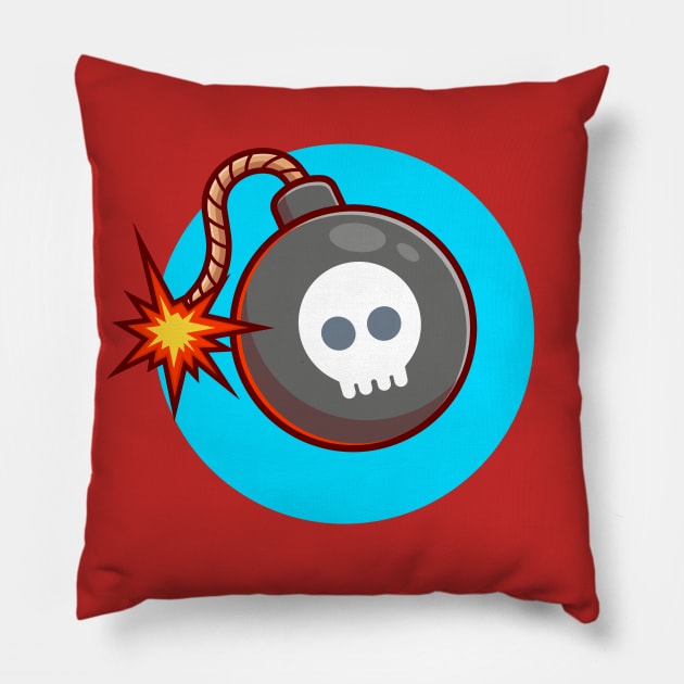 Bomb Cartoon Vector Icon Illustration Pillow by Catalyst Labs