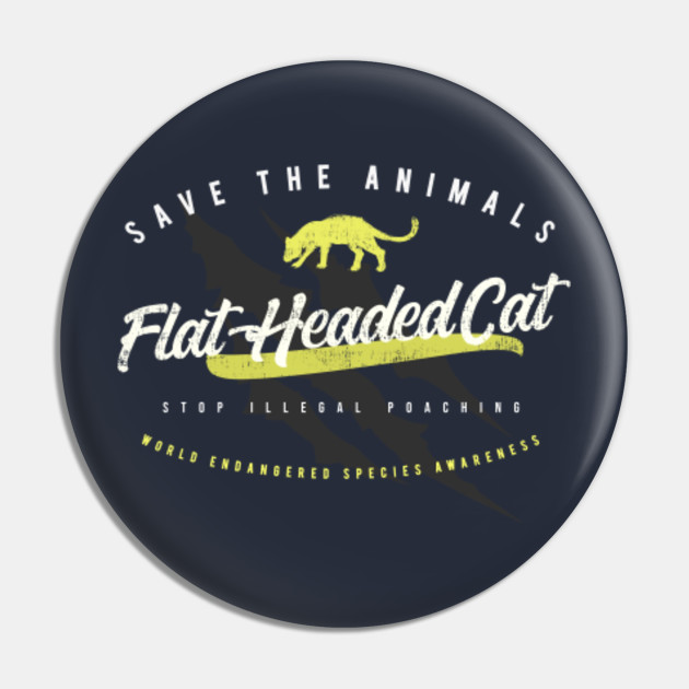 Flat Headed Cat Endangered Animals Pin Teepublic