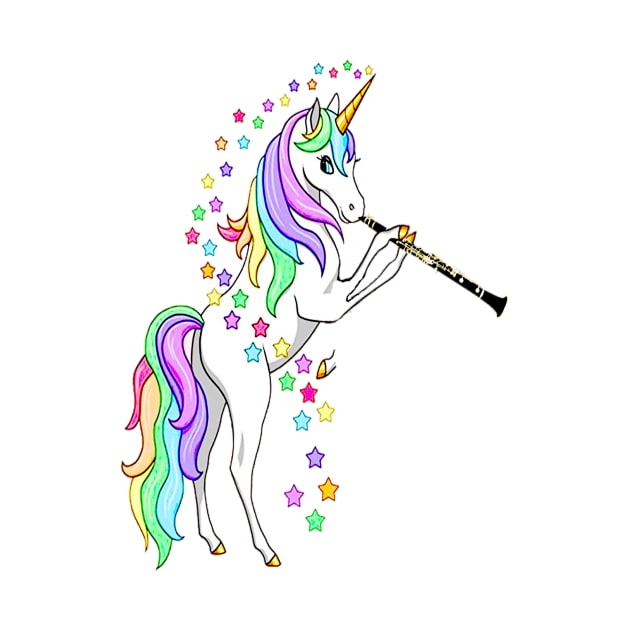 Beautiful Unicorn Playing Clarinet Musician T-Shirt by BestAnimeAlg