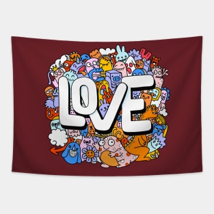 doodle love monster Tapestry