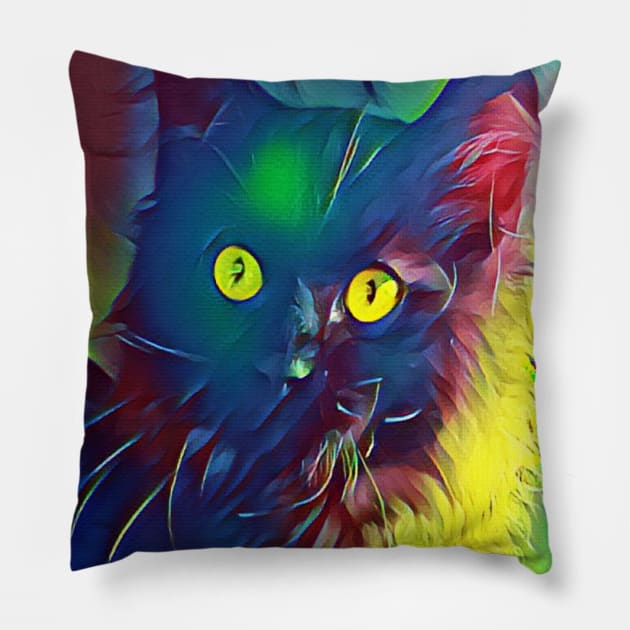 Hank of Insta Black Cat Pillow by HankofInsta