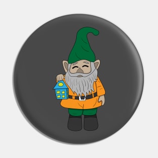 cute gnome with lantern Pin