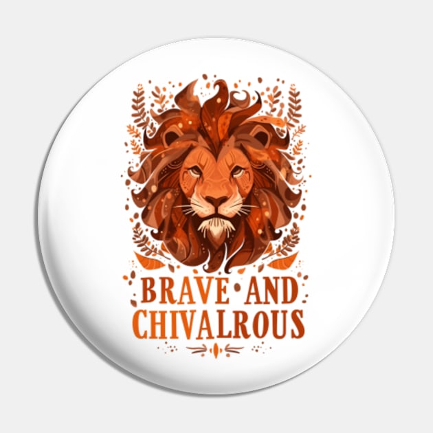 Brave and Chivalrous - Lion Head - Fantasy Pin by Fenay-Designs