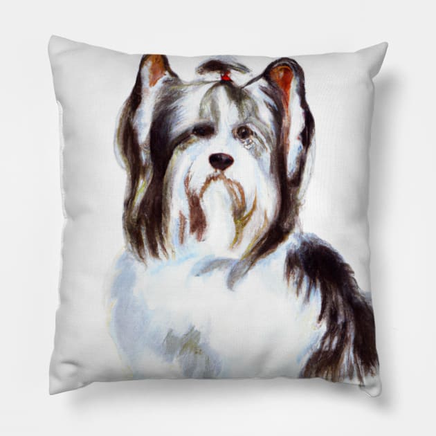 Biewer Terrier Watercolor - Dog Lovers Pillow by Edd Paint Something
