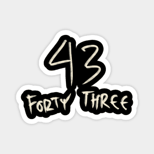 Hand Drawn Letter Number 43 Forty Three Magnet