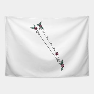 Circinus (Compasses) Constellation Roses and Hearts Doodle Tapestry