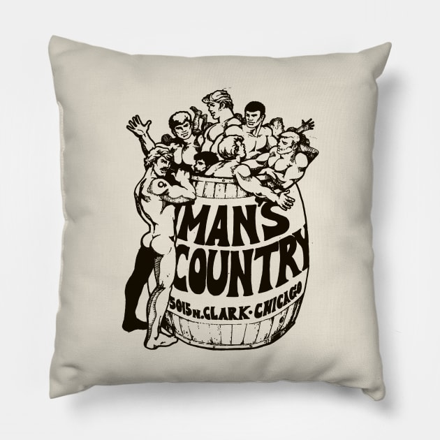 Vintage Retro Man's Country Barrel of Hunkies Pillow by StudioPM71