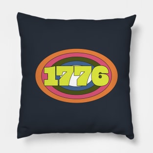 Yellow Year 1776 Rainbow Ellipse Vintage Typography Pillow