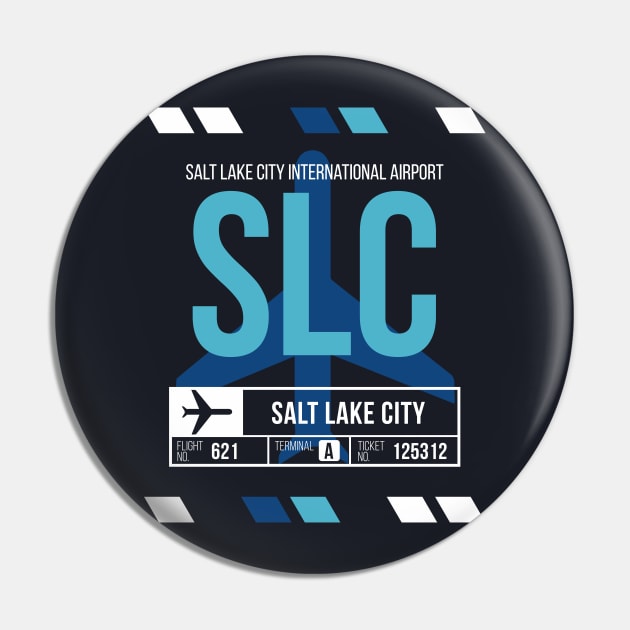 Salt Lake City (SLC) Airport Code Baggage Tag Pin by SLAG_Creative