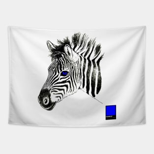 ZEBRA BLUE - black full  by COLORBLIND WorldView Tapestry