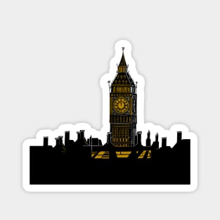 Big Ben and rooftops of London Silhouette Magnet