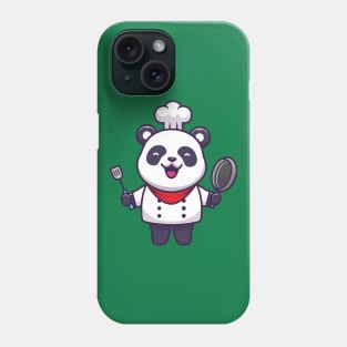 Cute Panda Chef Holding Pan And Spatula Cartoon Phone Case