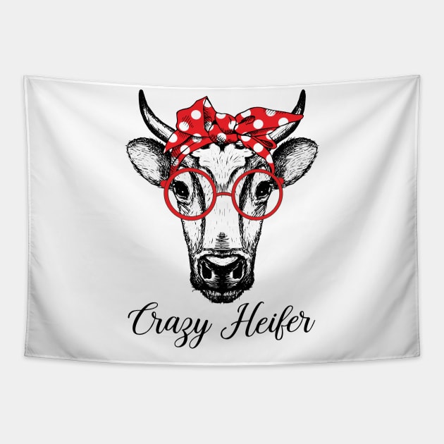 Crazy Heifer Cow Bandana Tapestry by LotusTee