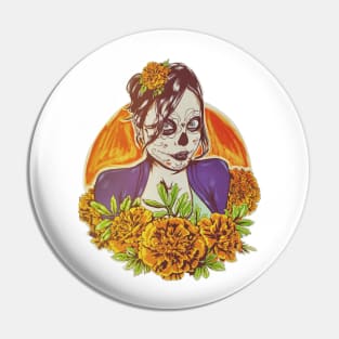 Catrina Zombie Girl Pin