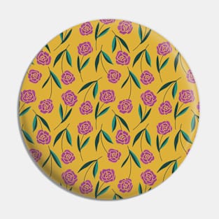 Purple roses on yellow background Pin